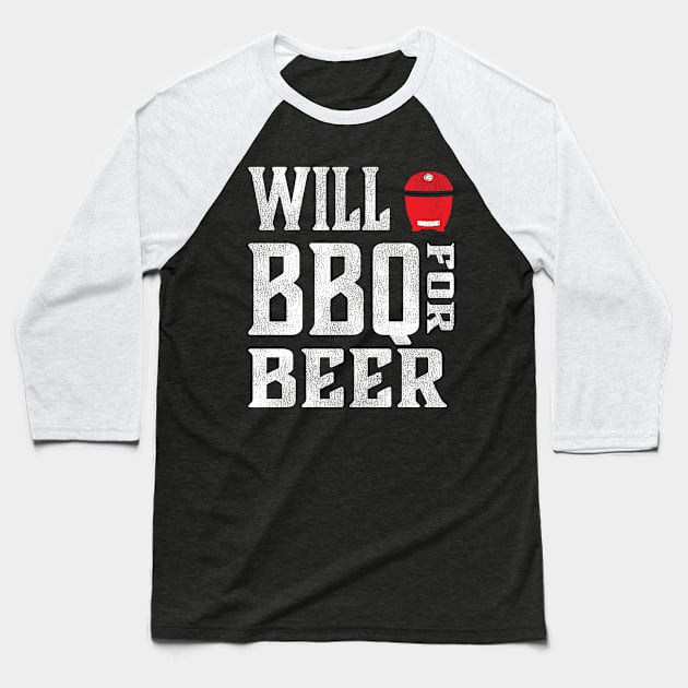 Will BBQ for Beer- or maybe Bourbon, but definitely Bourbon on the Rocks or Beer Baseball T-Shirt by Jas-Kei Designs